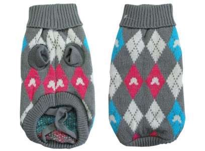 Свитер Для Собак Мелких Пород Уют Нм22л Серый с Ромбами 35см