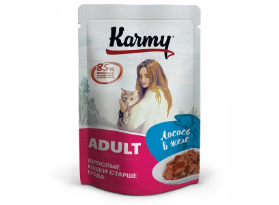 Влажный Корм Karmy (Карми) Для Кошек Лосось в Желе Adult 80г (1*24) 
