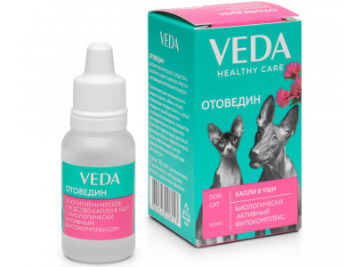 Капли Отоведин Ушные Для Собак и Кошек VEDA 10мл 