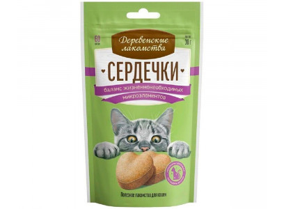  Сердечки Баланс Микроэл-В Деревенские Лакомства для Кошек 30г 76050755 