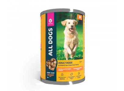 Консервы All Dogs (Олл Догс) Для Собак Тефтельки с Индейкой в Соусе Корм Консервированный 415г 