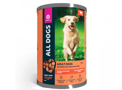 Консервы All Dogs (Олл Догс) Для Собак Тефтельки с Говядиной в Соусе Корм Консервированный 415г 