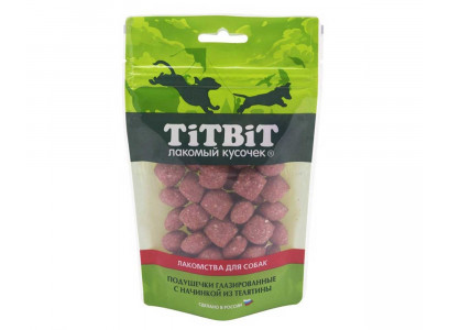 Лакомство TiTBiT (Титбит) Для Собак Подушечки Глазированные с Начинкой Из Телятины 100г Золотая Коллекция 018750 