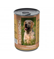 Консервы Для Собак Dog Lunch (Дог Ланч) Говядина Сердце и Печень в Желе 410г
