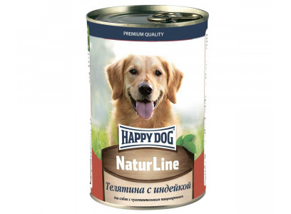 Консервы Для Собак Happy Dog (Хэппи Дог) Телятина и Индейка Natur Line 410г (1*20) 72244 