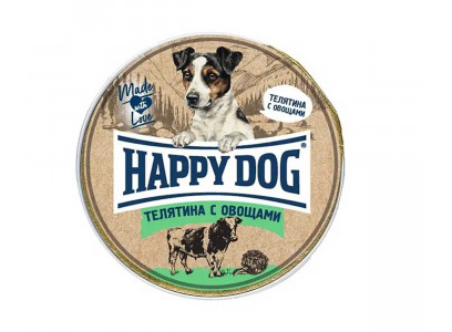 Консервы Для Собак Мелких Пород Happy Dog (Хэппи Дог) Телятина и Овощи Паштет Natur Line 125г 72250 