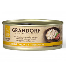 Консервы Для Кошек Grandorf (Грандорф) Куриная Грудка и Утиное Филе Cat Chiken With Duck In Broth 70г 2550к