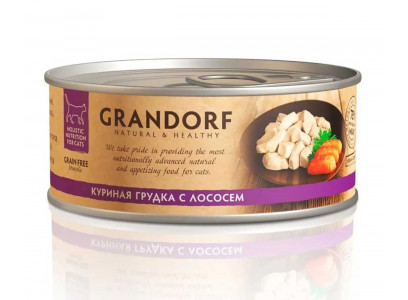 Консервы Для Кошек Grandorf (Грандорф) Куриная Грудка и Лосось Cat Chiken With Salmon In Broth 70г 2567к 