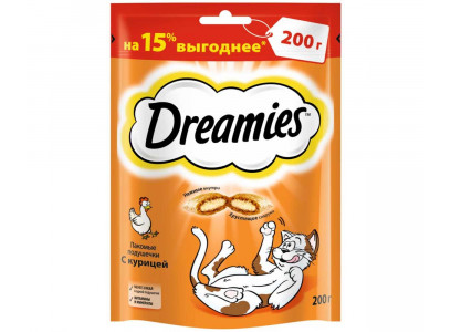 Лакомство Для Кошек Dreamies (Дримс) Лакомые Подушечки Курица 200г (1*8) 