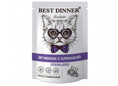 Влажный Корм Best Dinner (Бест Диннер) Для Стерилизованных Кошек Ягненок и Клюква Мусс Exclusive Sterilised 85г 7439 
