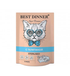 Влажный Корм Best Dinner (Бест Диннер) Для Стерилизованных Кошек Телятина Суфле Super Premium Sterilised 85г 7442