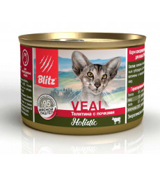 Консервы Для Кошек Blitz (Блиц) Телятина и Почки Паштет Cat Holistic 200г 681907
