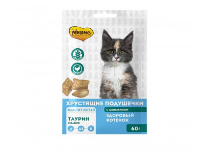 Лакомство Мнямс Хрустящие Подушечки Для Котят 60г Цыпленок/Молоко 