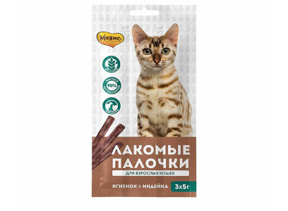 Лакомство Мнямс Палочки 13,5см Индейка и Ягненок 3шт*5г  