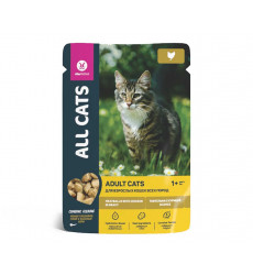 Влажный Корм All Cats (Олл Кэтс) Для Кошек Тефтельки Курица в Соусе 85г (1*28)