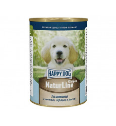 Консервы Для Щенков Happy Dog (Хэппи Дог) Телятина Печень Сердце и Рис Фарш Natur Line 410г (1*20) 72239