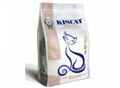 Наполнитель Kiscat (Кискэт) Premium White Полигелевый New 3л 
