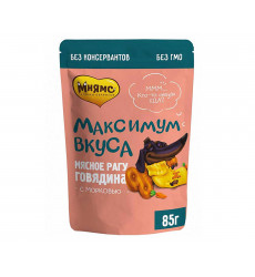 Влажный Корм Мнямс Для Собак Мелких Пород Максимум Вкуса Говядина и Морковь Мясное Рагу 85г