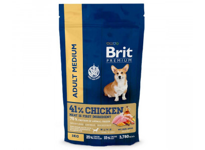 Сухой Корм Brit (Брит) Для Собак Средних Пород  От 10-25кг Курица Premium Dog Adult Medium 3кг 5049950 