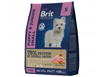 Сухой Корм Brit (Брит) Для Щенков и Молодых Собак Мелких Пород Курица Premium Dog Puppy and Junior Small 3кг 5049882 