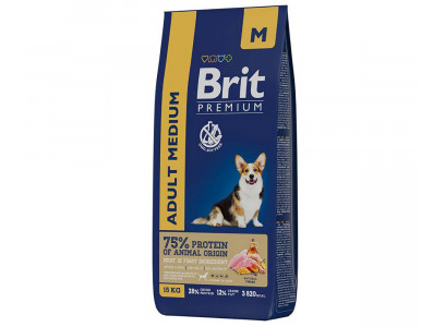 Сухой Корм Brit (Брит) Для Собак Средних Пород Курица Premium Dog Adult Medium 15кг 5049967 