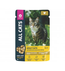 Влажный Корм All Cats (Олл Кэтс) Для Стерилизованных Кошек Тефтельки Курица в Соусе 85г (1*28)