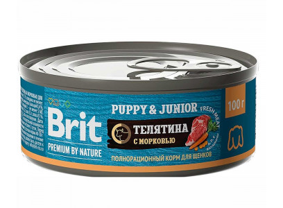 Консервы Brit (Брит) Для Щенков Телятина и Морковь Premium By Nature 100г 5048946 