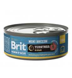 Консервы Brit (Брит) Для Собак Мелких Пород Телятина и Язык Premium By Nature 100г 5048953