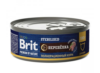 Консервы Brit (Брит) Для Стерилизованных Кошек Перепелка Premium By Nature 100г 5051274 