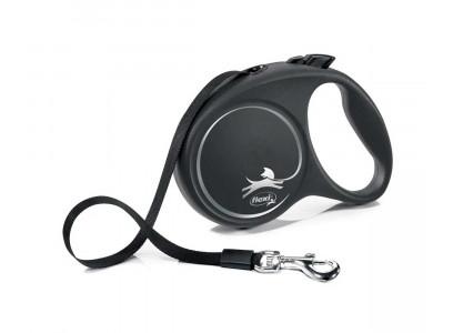 Рулетка Flexi (Флекси) Black Design L 5м До 50кг Лента Черный и Серебро 