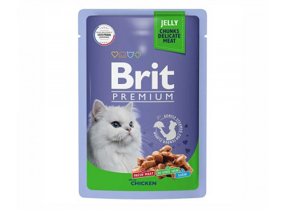 Влажный Корм Brit (Брит) Для Кошек Цыпленок в Желе Premium 85г (1*24) 5050161 