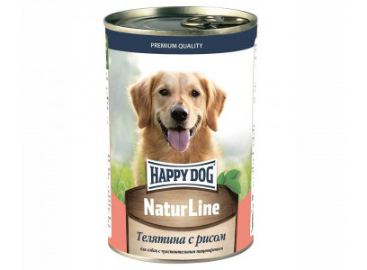 Консервы Happy Dog (Хэппи Дог) Для Собак Телятина и Рис Natur Line 410г (1*20) 72246 