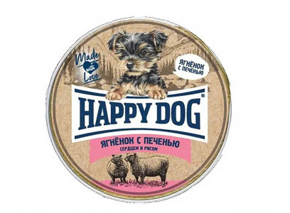 Консервы Happy Dog (Хэппи Дог) Для Собак Мелких Пород с Чувствительным Пищеварением Ягненок, Печень, Сердце и Рис Паштет Natur Line 125г 72252 