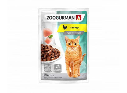 Влажный Корм Zoogurman (Зоогурман) Для Стерилизованных Кошек Курица Кусочки в Соусе 85г 6975 