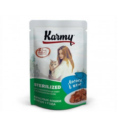 Влажный Корм Karmy (Карми) Для Стерилизованных Кошек Лосось в Желе 80г (1*24) 7825