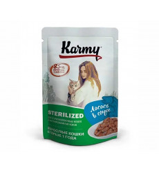 Влажный Корм Karmy (Карми) Для Стерилизованных Кошек Лосось в Соусе 80г (1*24) 7826