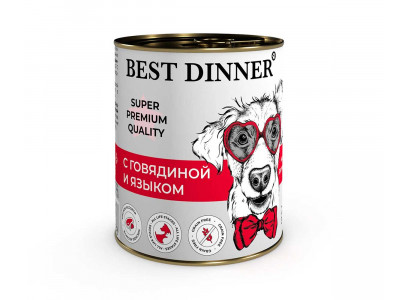 Консервы Best Dinner (Бест Диннер) Для Собак Говядина и Язык Super Premium 340г 7619 