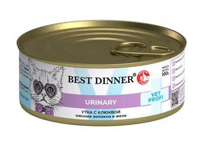 Лечебные Консервы Best Dinner (Бест Диннер) Для Стерилизованных Кошек Утка и Клюква Urinary Exclusive Vet Profi 100г 7561 