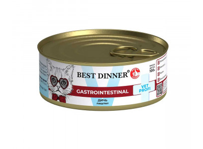 Лечебные Консервы Best Dinner (Бест Диннер) Для Кошек с Чувствительным Пищеварением Дичь Gastro Intestinal Exclusive Vet Profi 100г 7568 