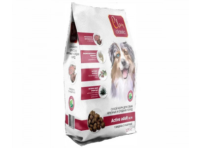 Сухой Корм Clan Classic (Клэн Классик) Для Собак Средних и Крупных Пород Говядина и Индейка 1,25кг Active 25/16 (1*6) 