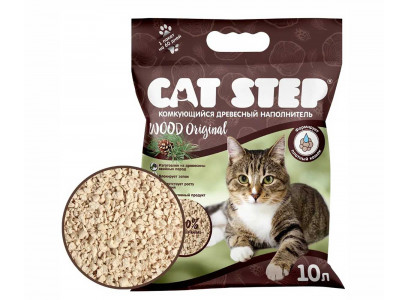 Наполнитель Cat Step (Кэт Степ) Wood Original Комкующийся Растительный 10л 20323003 