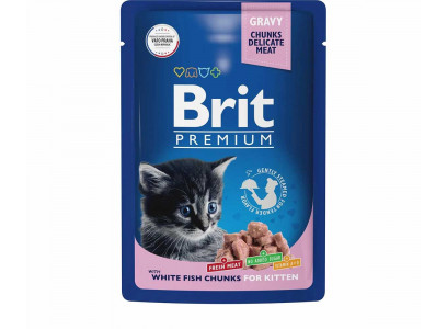Влажный Корм Brit (Брит) Для Котят Белая Рыба в Соусе Premium 85г (1*24) 5048861 