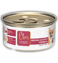 Консервы Clan Classic (Клэн Классик) Для Собак Говядина, Мясное Ассорти Паштет 100г (1*60)