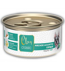 Консервы Clan Classic (Клэн Классик) Для Собак Сердце, Мясное Ассорти Паштет 100г (1*60)
