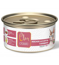 Консервы Clan Classic (Клэн Классик) Для Кошек Говядина Мясное Ассорти Паштет 100г (1*60)