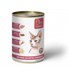 Консервы Clan Classic (Клэн Классик) Для Кошек Говядина Мясное Ассорти Паштет 340г (1*9)