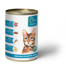 Консервы Clan Classic (Клэн Классик) Для Кошек Язык Мясное Ассорти Паштет 340г (1*9)
