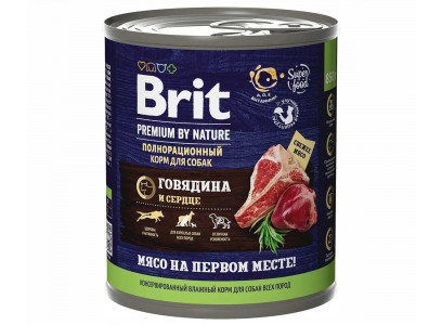 Консервы Brit (Брит) Для Собак Говядина и Сердце Premium By Nature 850г 5051144 
