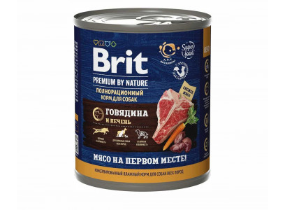 Консервы Brit (Брит) Для Собак Говядина и Печень Premium By Nature 850г 5051151 