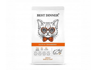 Сухой Корм Best Dinner (Бест Диннер) Для Кошек с Чувствительной Кожей и Шерстью Утка и Клюква Cat Adult 1,5кг 75029 